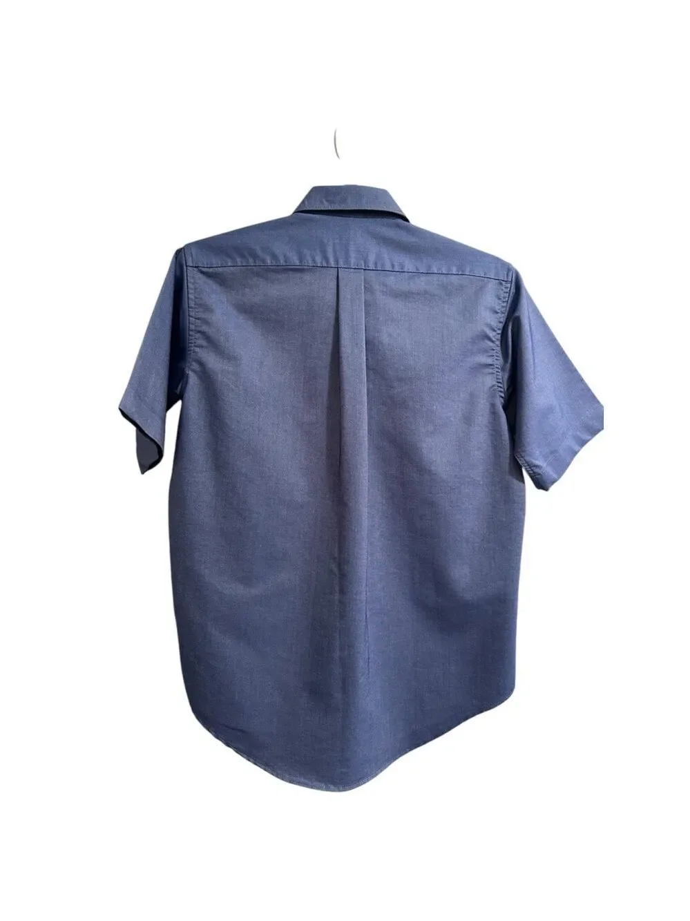 Lands End Button Down Shirt Boys 16 Blue Short Sleeves Button Collar